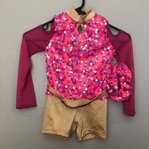Girls long sleeve dance leotard w/scrunchy & belt